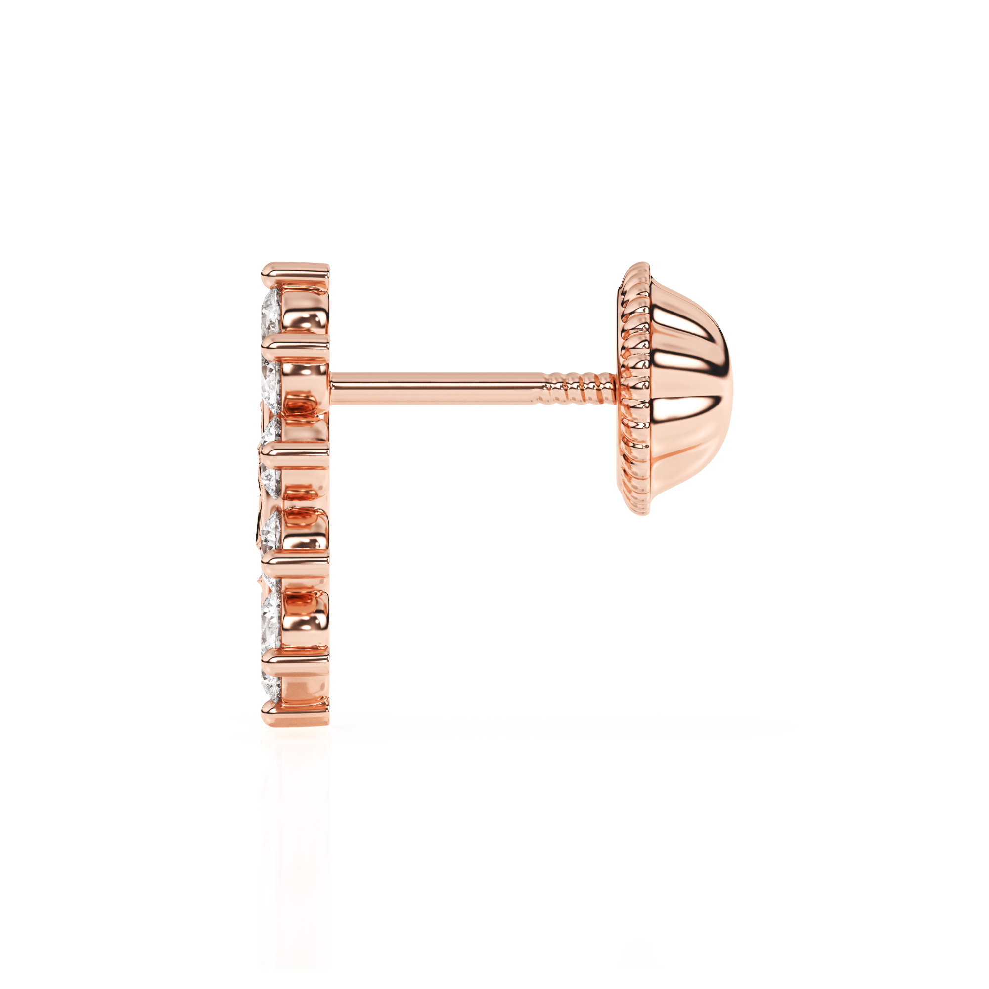 Immaculate Halo, Our Lady of Guadalupe Clear CZ Stud Earrings - Solid 14K Rose Gold, Screw Back, for Babies & Children