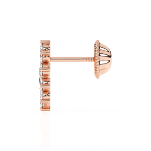 Immaculate Halo, Our Lady of Guadalupe Clear CZ Stud Earrings - Solid 14K Rose Gold, Screw Back, for Babies & Children