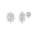 Immaculate Halo, Our Lady of Guadalupe Clear CZ Stud Earrings - Solid 14K White Gold, Screw Back, for Babies & Children