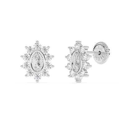 Immaculate Halo, Our Lady of Guadalupe Clear CZ Stud Earrings5