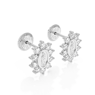 Immaculate Halo, Our Lady of Guadalupe Clear CZ Stud Earrings1