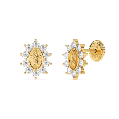 Immaculate Halo, Our Lady of Guadalupe Clear CZ Stud Earrings5