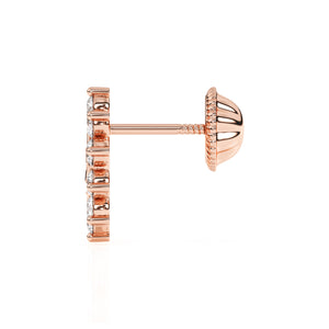 Rose gold Our Lady of Guadalupe CZ stud earrings with screwback post.