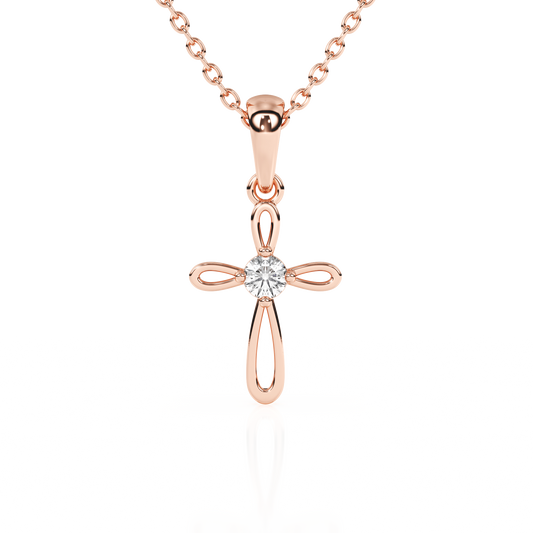 Infinity Cross Children’s Cross Necklace Rose Gold 11