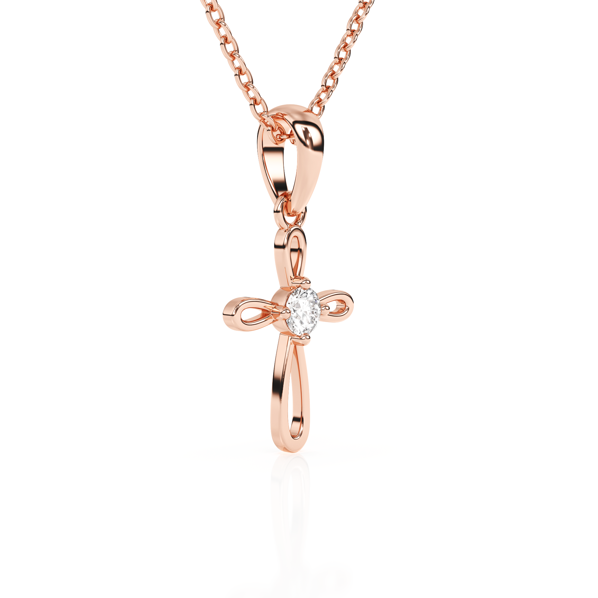 Infinity Cross Children’s Cross Necklace Rose Gold 13