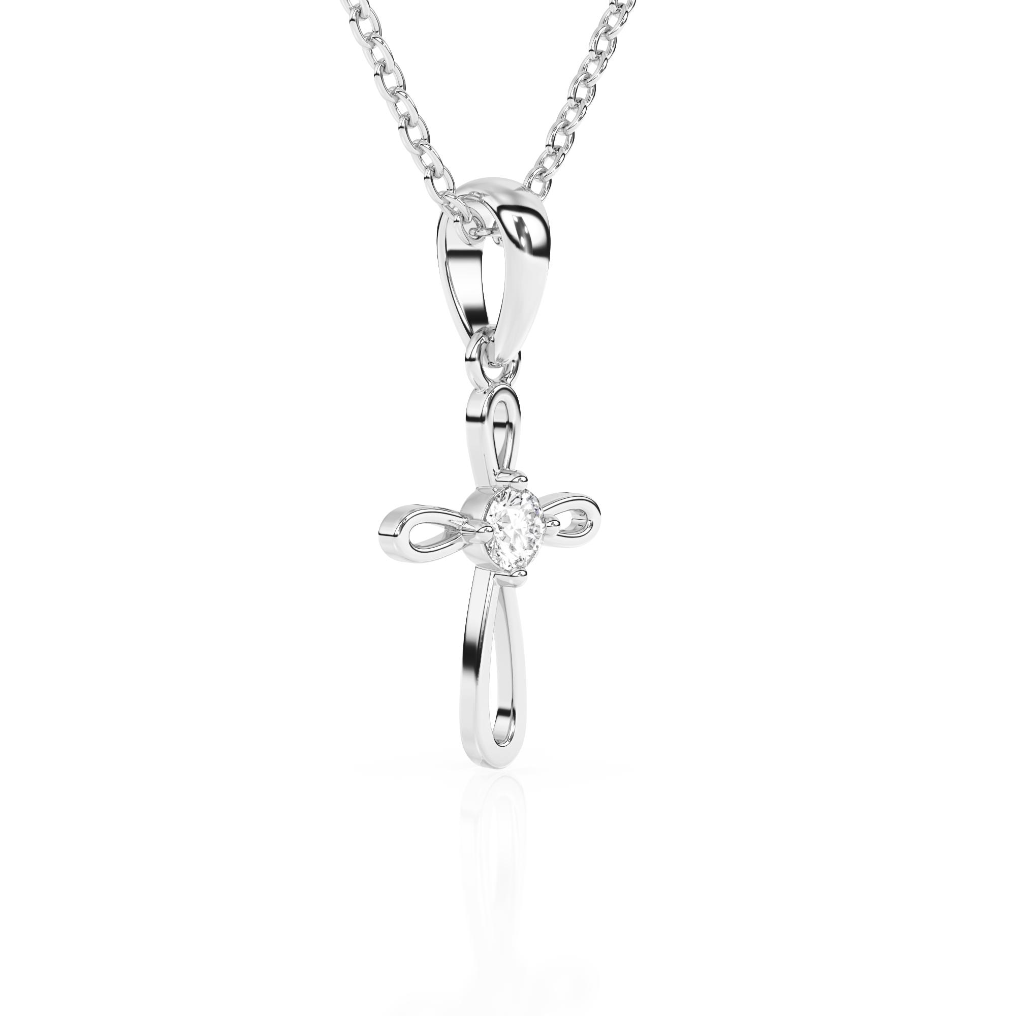 Infinity Cross Children’s Cross Necklace White Gold 8
