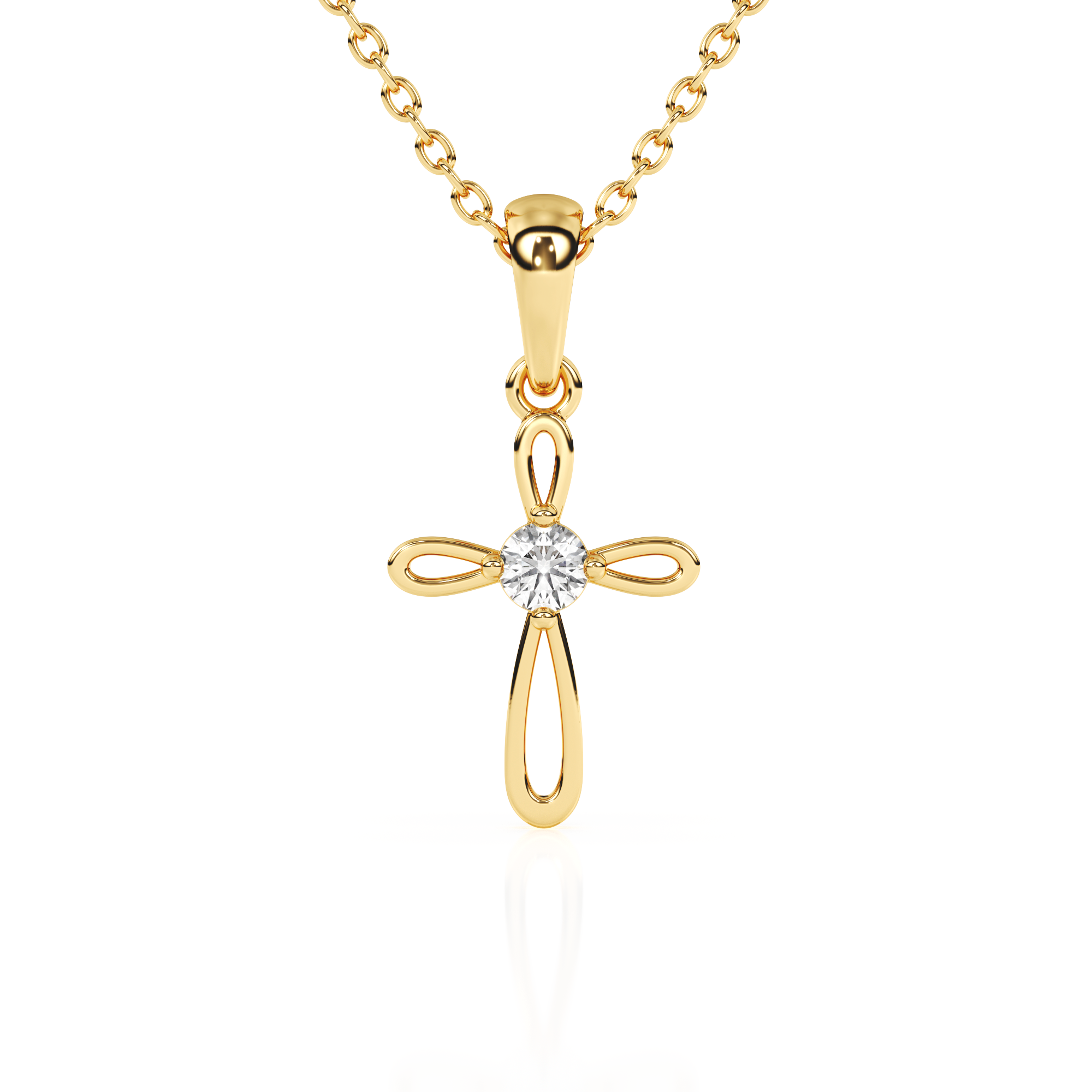 Infinity Cross Children’s Cross Necklace Yellow Gold 1