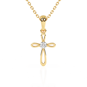 Infinity Cross Children’s Cross Necklace Yellow Gold 1