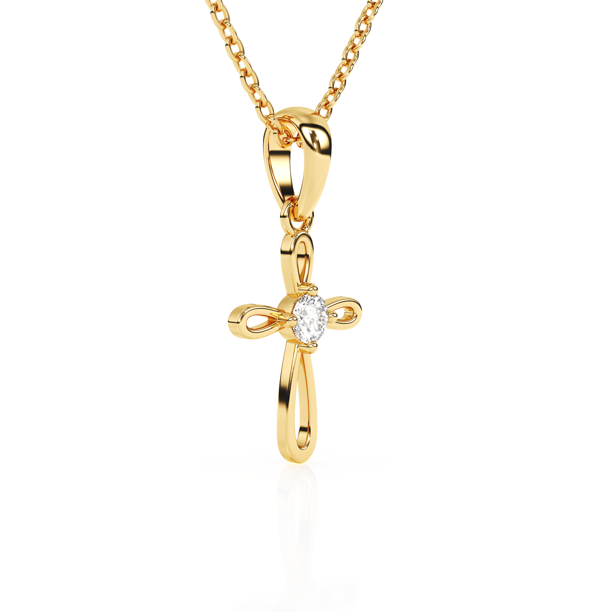 Infinity Cross Children’s Cross Necklace Yellow Gold 3