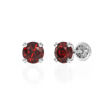 January Birthstone, 4mm Swarovski Crystal Stud Earrings - Solid 14K White Gold, Screw Back, for Babies & Children