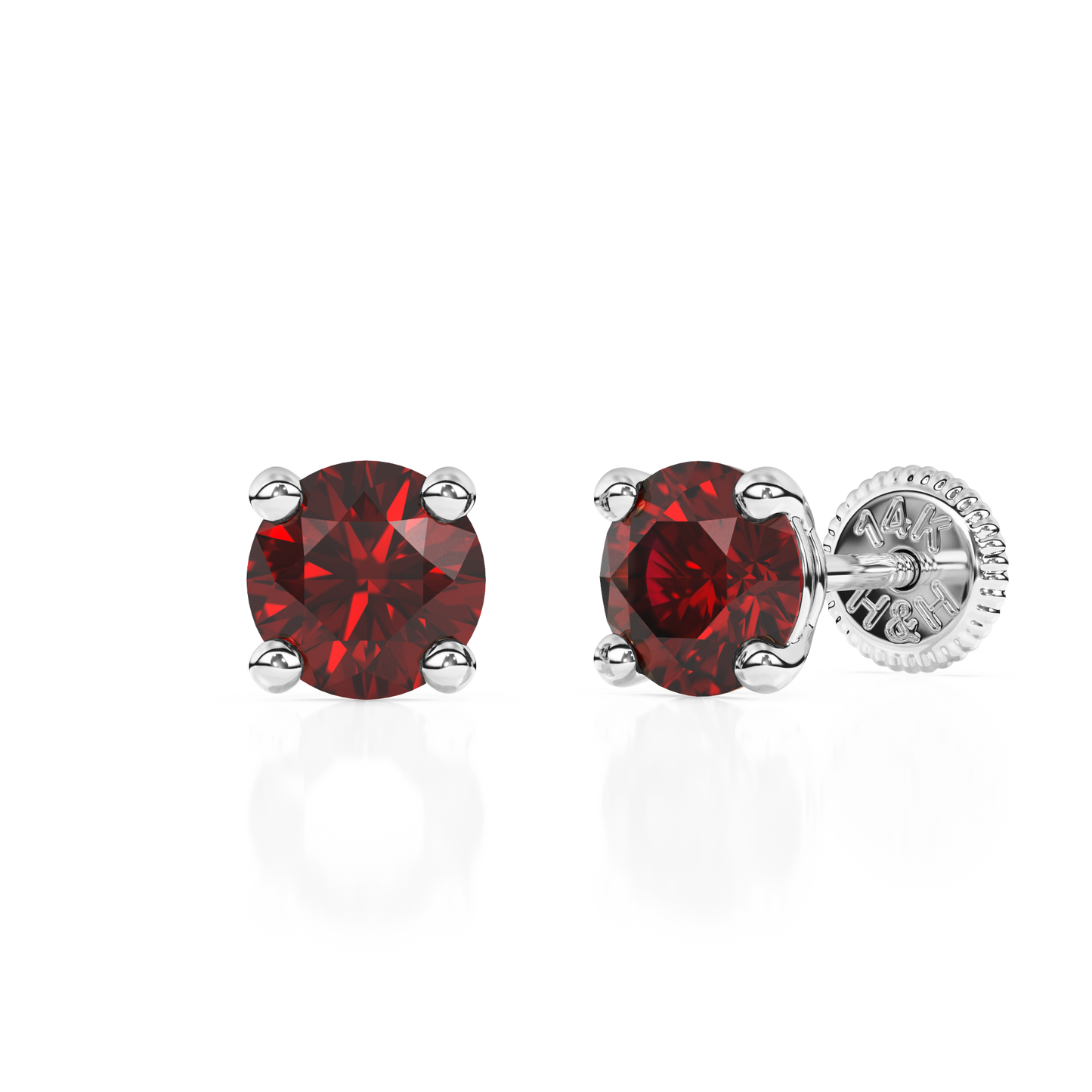 January Birthstone, 4mm Swarovski Crystal Stud Earrings - Solid 14K White Gold, Screw Back, for Babies & Children