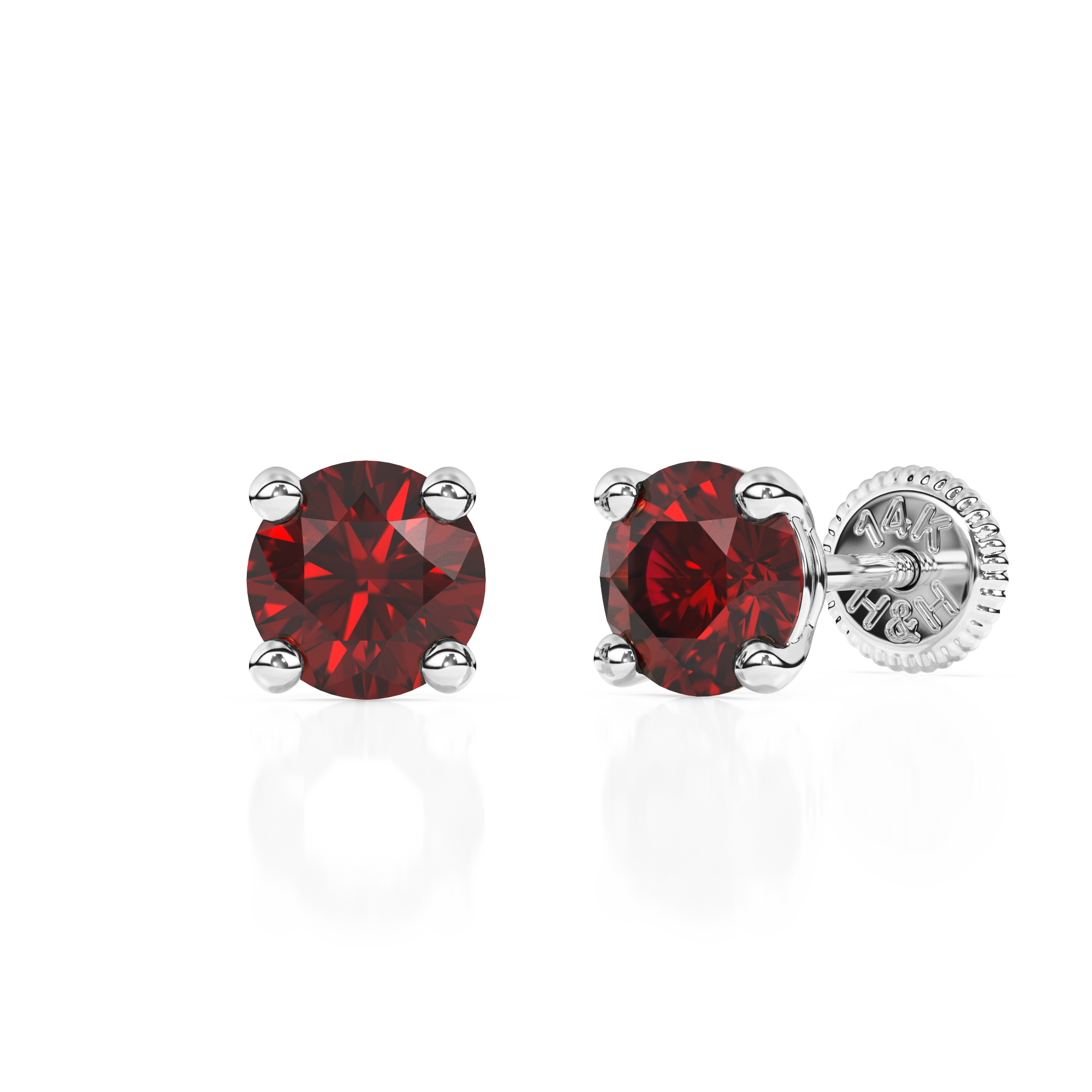January Birthstone, 4mm Swarovski Crystal Stud Earrings - Solid 14K White Gold, Screw Back, for Babies & Children