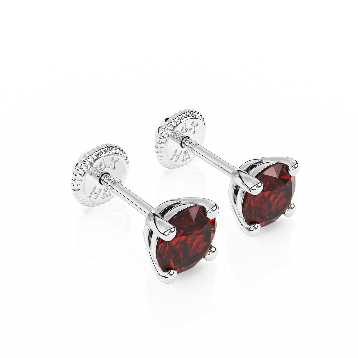 January Birthstone, 4mm Swarovski Crystal Stud Earrings - Solid 14K White Gold, Screw Back, for Babies & Children