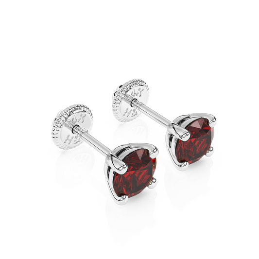 January Birthstone, 4mm Swarovski Crystal Stud Earrings - Solid 14K White Gold, Screw Back, for Babies & Children