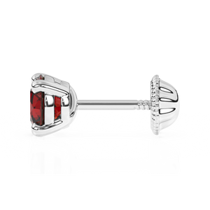 January Birthstone, 4mm Swarovski Crystal Stud Earrings - Solid 14K White Gold, Screw Back, for Babies & Children