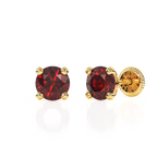 January Birthstone, 4mm Swarovski Crystal Stud Earrings - Solid 14K Gold, Screw Back, for Babies & Children