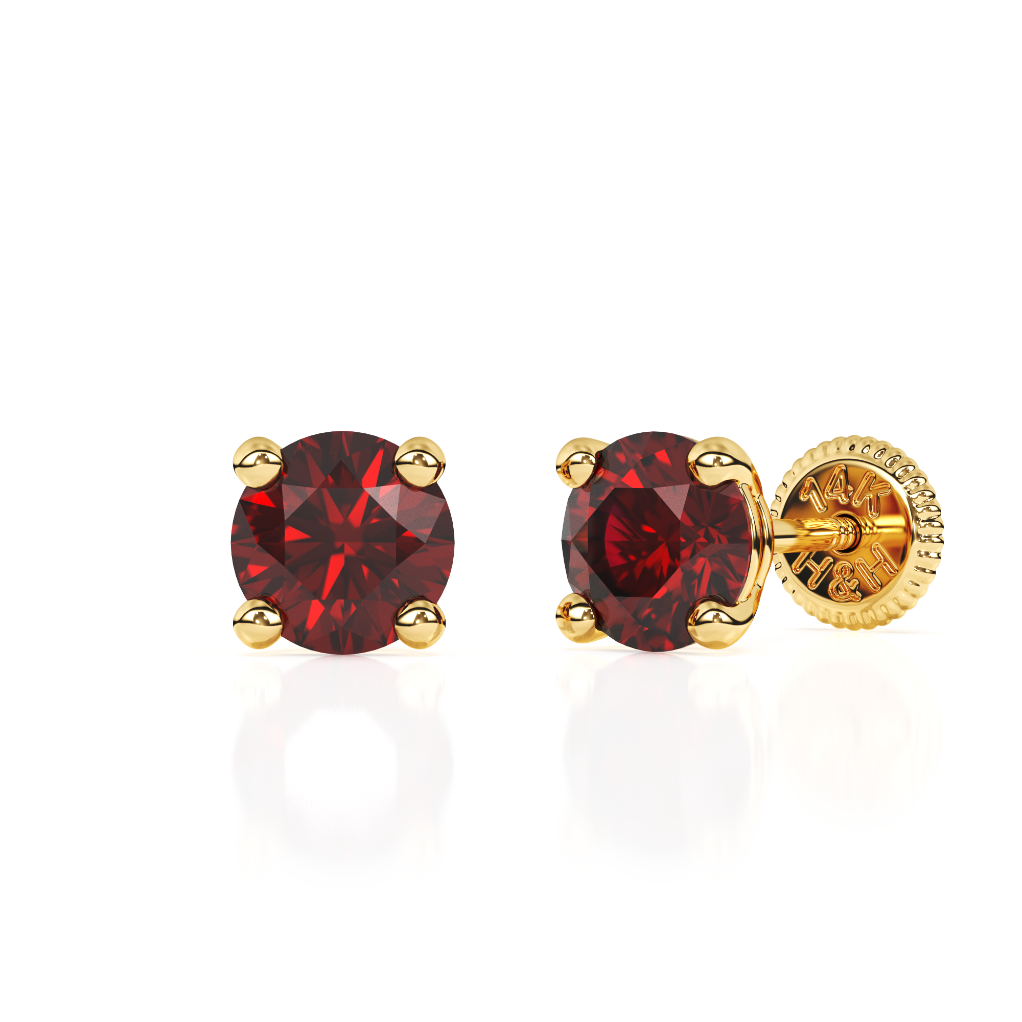 January Birthstone, 4mm Swarovski Crystal Stud Earrings - Solid 14K Gold, Screw Back, for Babies & Children