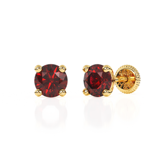 January Birthstone, 4mm Swarovski Crystal Stud Earrings - Solid 14K Gold, Screw Back, for Babies & Children