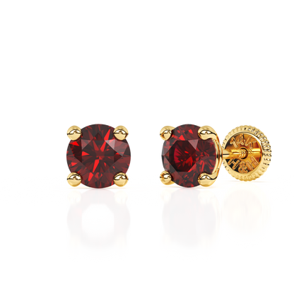 January Birthstone, 4mm Swarovski Crystal Stud Earrings - Solid 14K Gold, Screw Back, for Babies & Children