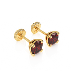 January Birthstone, 4mm Swarovski Crystal Stud Earrings - Solid 14K Gold, Screw Back, for Babies & Children