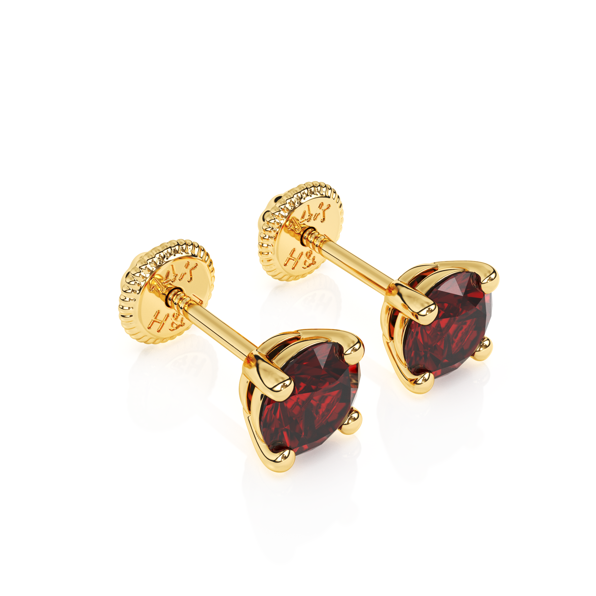 January Birthstone, 4mm Swarovski Crystal Stud Earrings - Solid 14K Gold, Screw Back, for Babies & Children