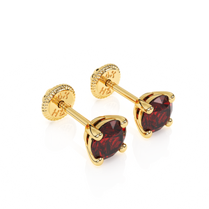 January Birthstone, 4mm Swarovski Crystal Stud Earrings - Solid 14K Gold, Screw Back, for Babies & Children
