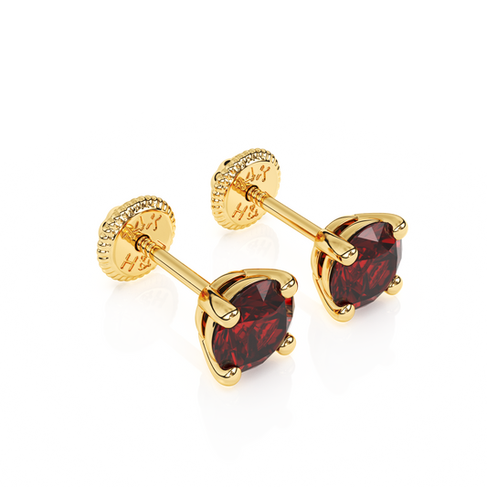 January Birthstone, 4mm Swarovski Crystal Stud Earrings - Solid 14K Gold, Screw Back, for Babies & Children