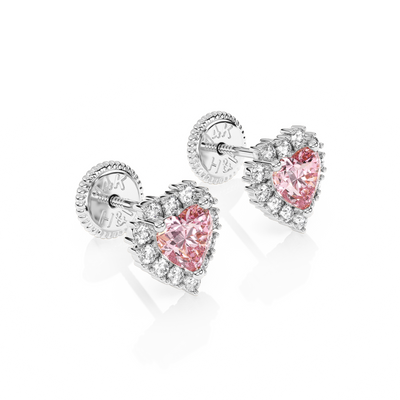 Joyful Heart, Pink/Clear Pavé CZ Stud Earrings1