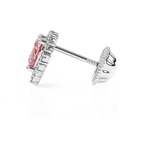 Joyful Heart, Pink/Clear Pavé CZ Stud Earrings - Solid 14K White Gold, Screw Back, for Babies & Children