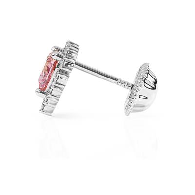 Joyful Heart, Pink/Clear Pavé CZ Stud Earrings6