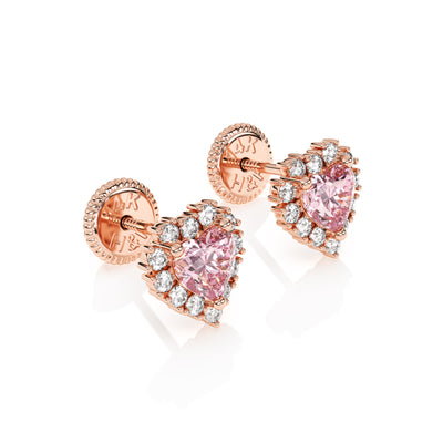 Joyful Heart, Pink/Clear Pavé CZ Stud Earrings1