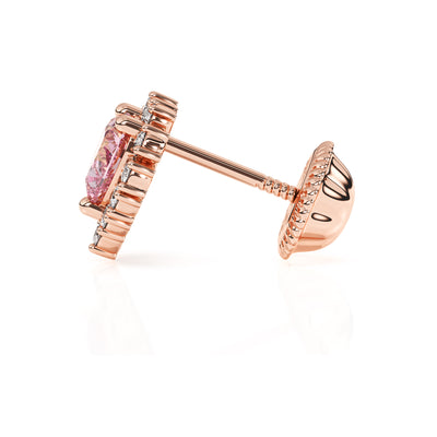 Joyful Heart, Pink/Clear Pavé CZ Stud Earrings6