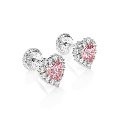 Joyful Heart, Pink/Clear Pavé CZ Stud Earrings1