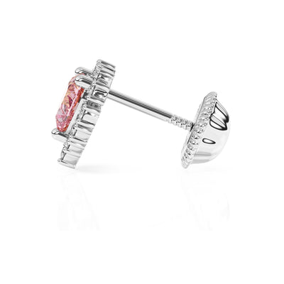Joyful Heart, Pink/Clear Pavé CZ Stud Earrings6