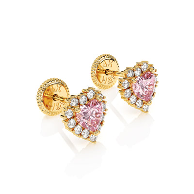 Joyful Heart, Pink/Clear Pavé CZ Stud Earrings1