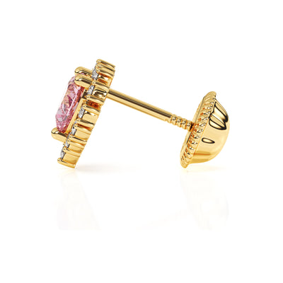 Joyful Heart, Pink/Clear Pavé CZ Stud Earrings6