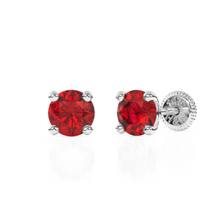 July Birthstone, 4mm Swarovski Crystal Stud Earrings - Solid 14K White Gold, Screw Back, for Babies & Children
