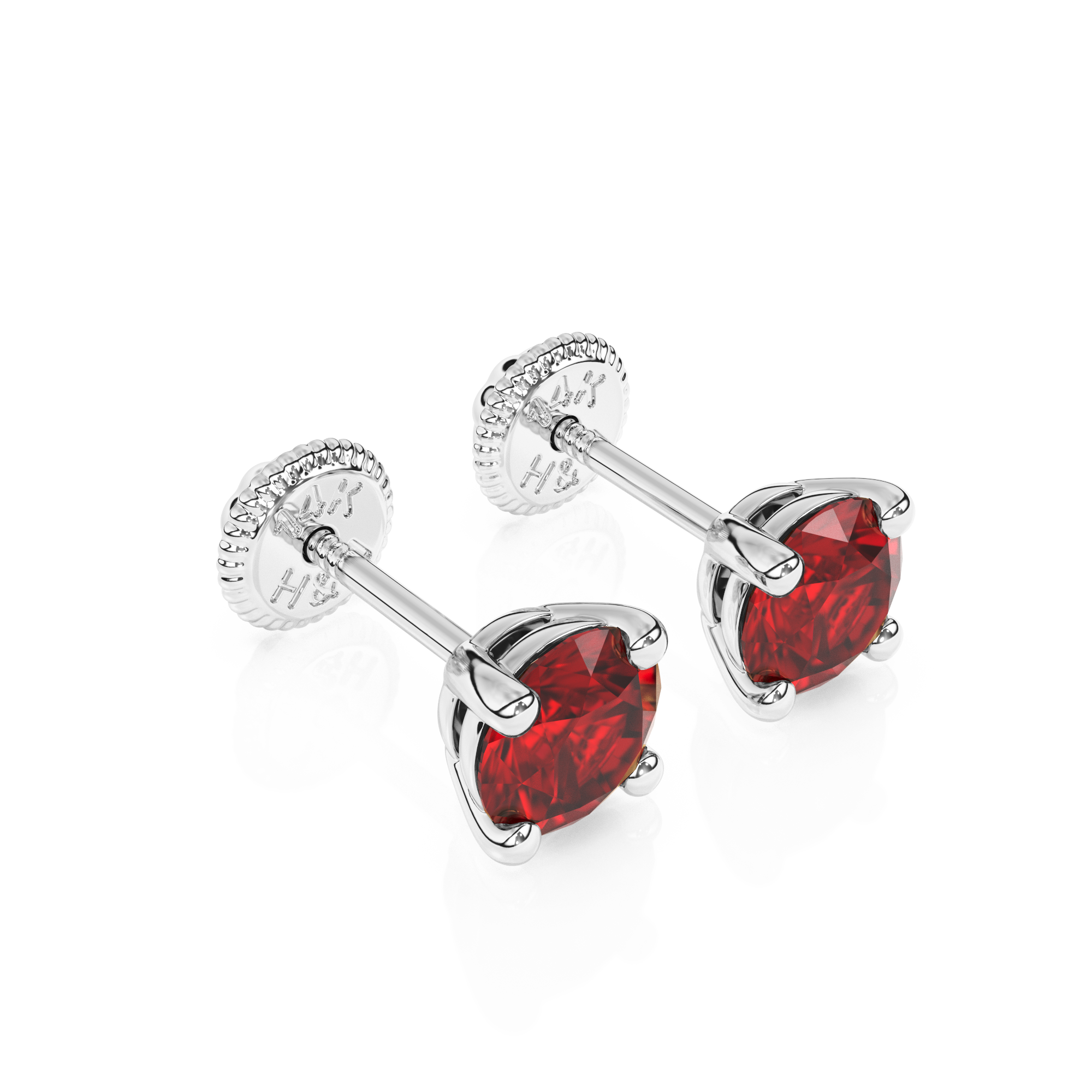 July Birthstone, 4mm Swarovski Crystal Stud Earrings - Solid 14K White Gold, Screw Back, for Babies & Children