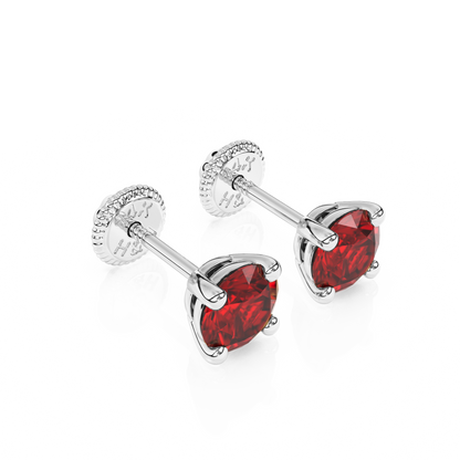 July Birthstone, 4mm Swarovski Crystal Stud Earrings - Solid 14K White Gold, Screw Back, for Babies & Children