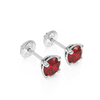 July Birthstone, 4mm Swarovski Crystal Stud Earrings - Solid 14K White Gold, Screw Back, for Babies & Children