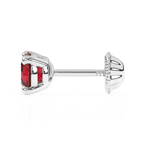 July Birthstone, 4mm Swarovski Crystal Stud Earrings - Solid 14K White Gold, Screw Back, for Babies & Children