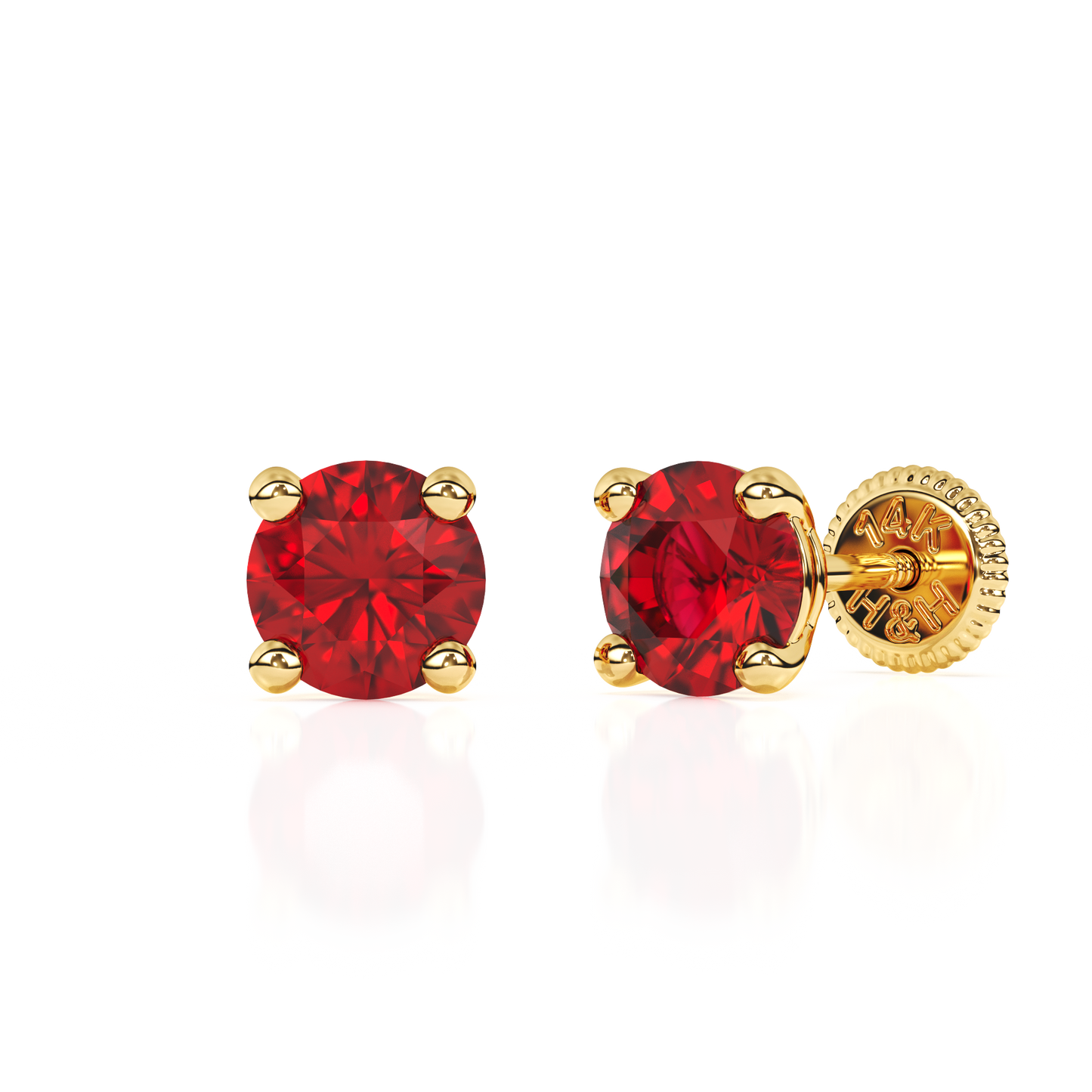 July Birthstone, 4mm Swarovski Crystal Stud Earrings - Solid 14K Gold, Screw Back, for Babies & Children