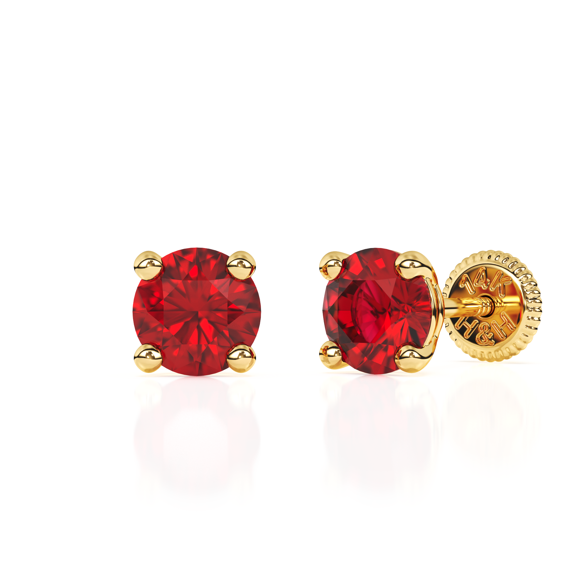 July Birthstone, 4mm Swarovski Crystal Stud Earrings - Solid 14K Gold, Screw Back, for Babies & Children