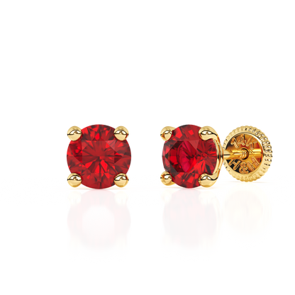 July Birthstone, 4mm Swarovski Crystal Stud Earrings - Solid 14K Gold, Screw Back, for Babies & Children