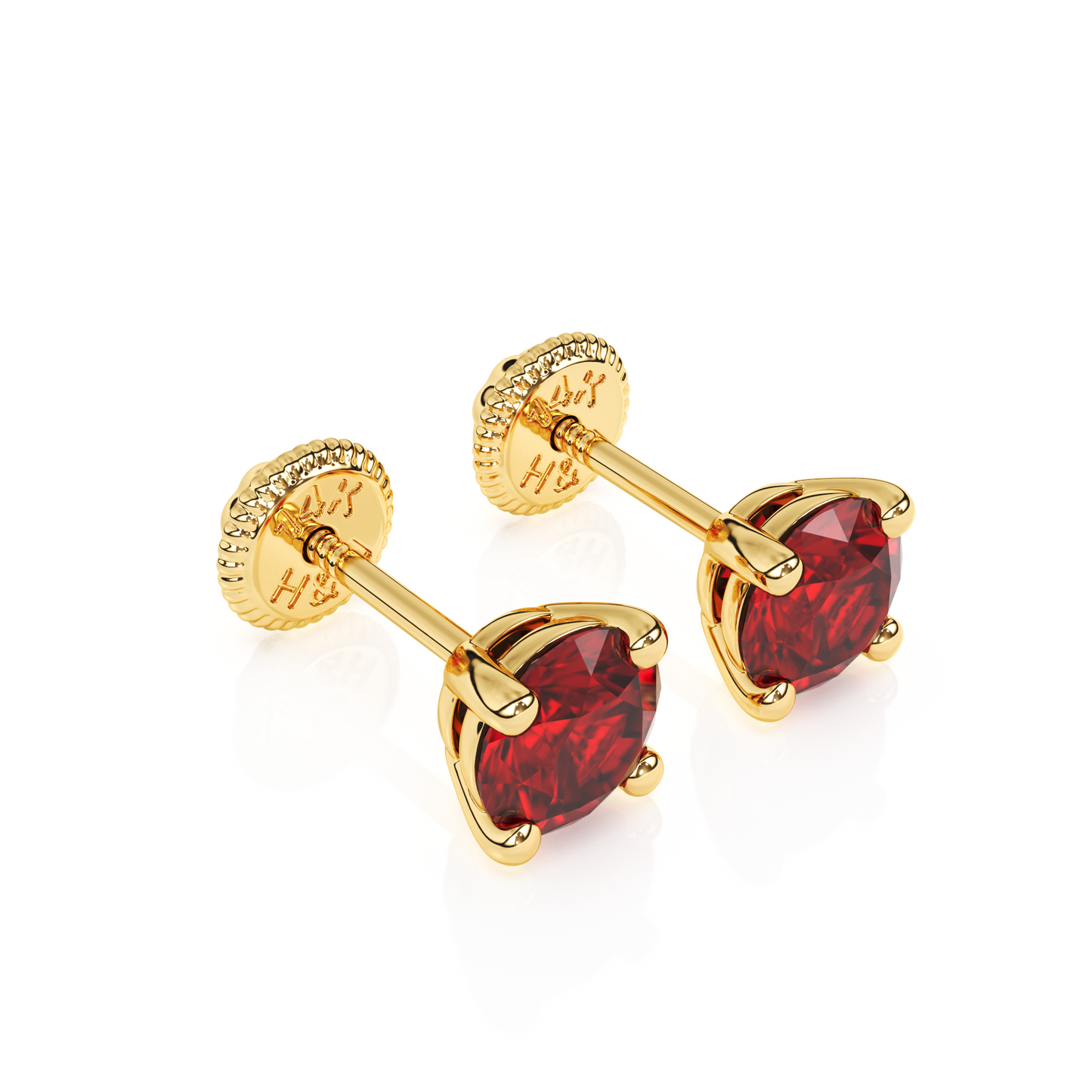 July Birthstone, 4mm Swarovski Crystal Stud Earrings - Solid 14K Gold, Screw Back, for Babies & Children