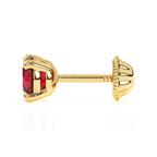 July Birthstone, 4mm Swarovski Crystal Stud Earrings - Solid 14K Gold, Screw Back, for Babies & Children