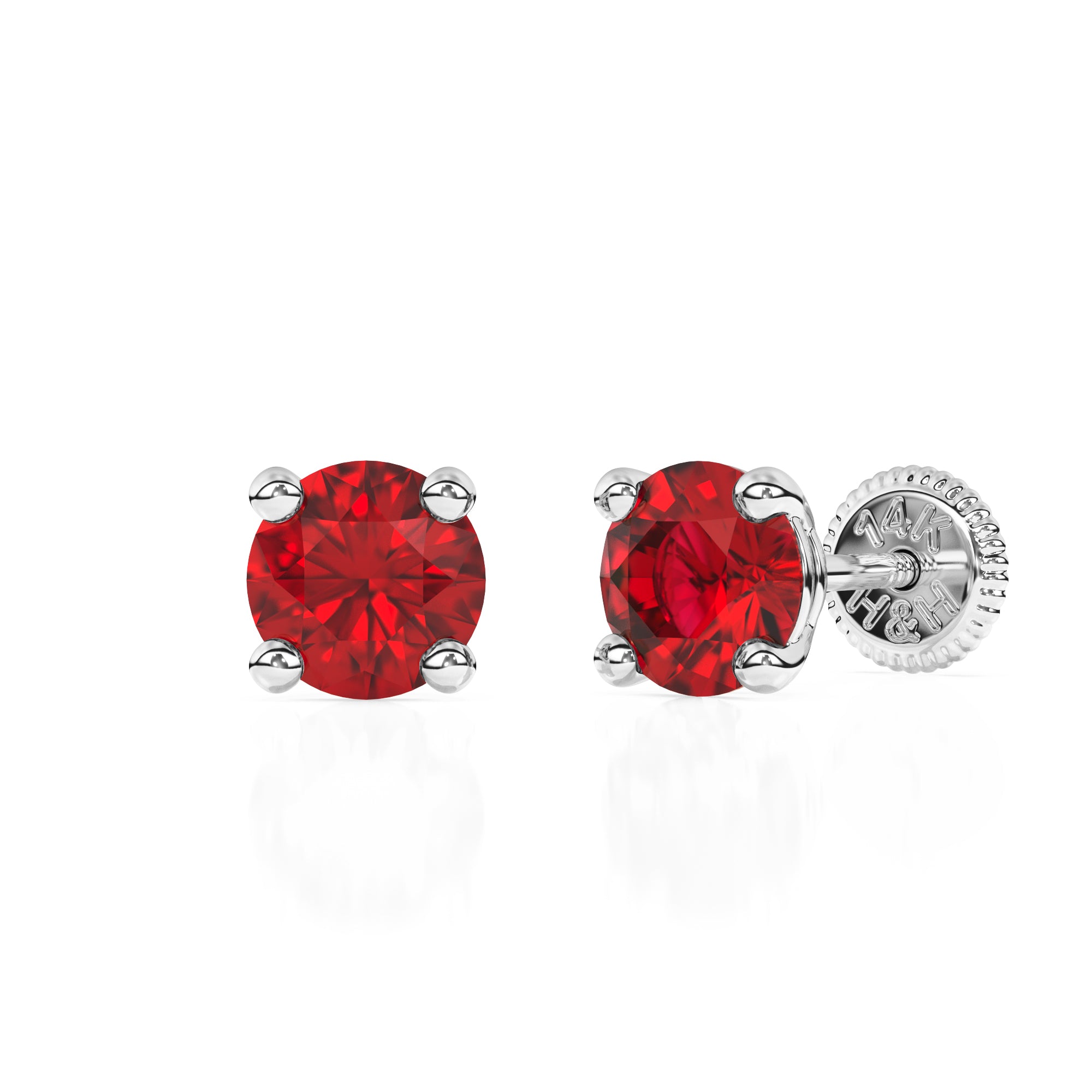 Swarovski July birthstone stud earrings in white gold with screwback post.