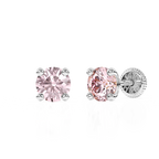 June Birthstone, 4mm Swarovski Crystal Stud Earrings - Solid 14K White Gold, Screw Back, for Babies & Children