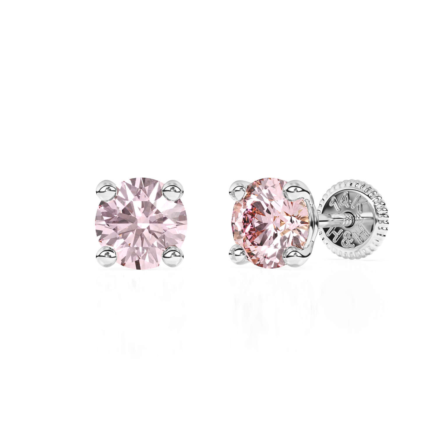 June Birthstone, 4mm Swarovski Crystal Stud Earrings - Solid 14K White Gold, Screw Back, for Babies & Children