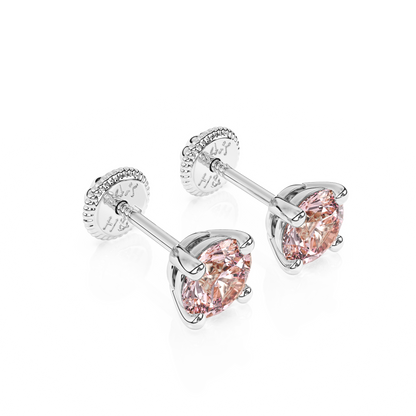 June Birthstone, 4mm Swarovski Crystal Stud Earrings - Solid 14K White Gold, Screw Back, for Babies & Children